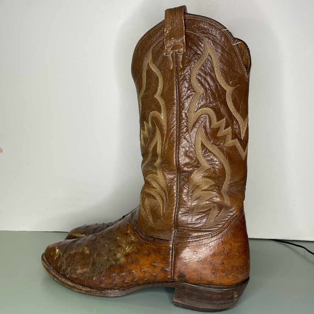 Mens Genuine Ostrich Leather Cowboy Boots w/ matching belt